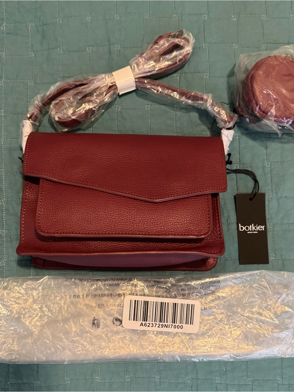 NWT Botkier Cobble Hill Leather Crossbody Bag Malbec $228